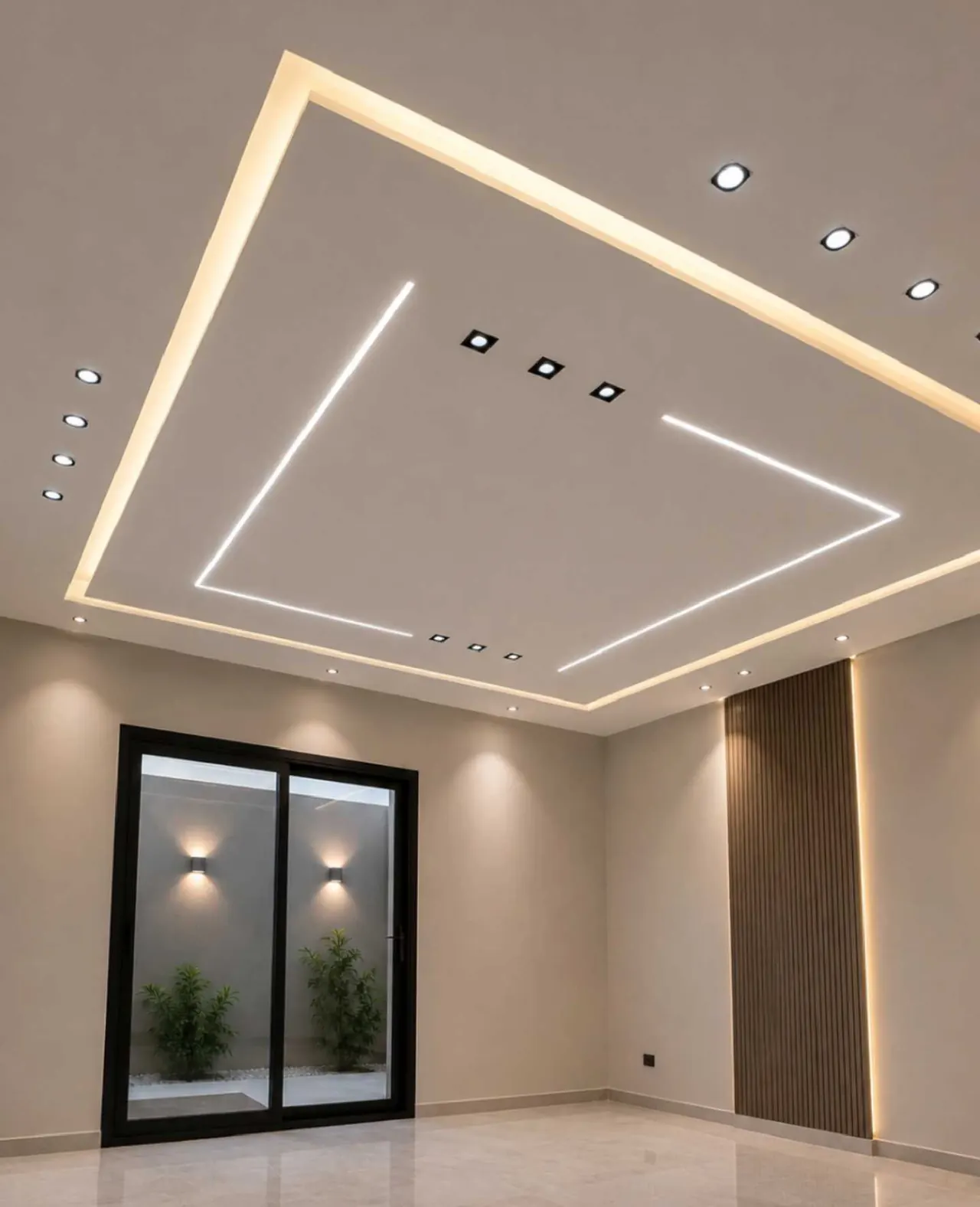 سقف جبس بورد بخطوط LED مخفية